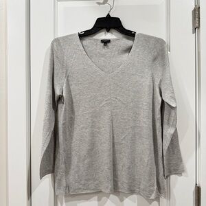 NWOT Talbots Plus Petite Grey Sweater Top V Neck Soft Cotton Blend sz 1XP